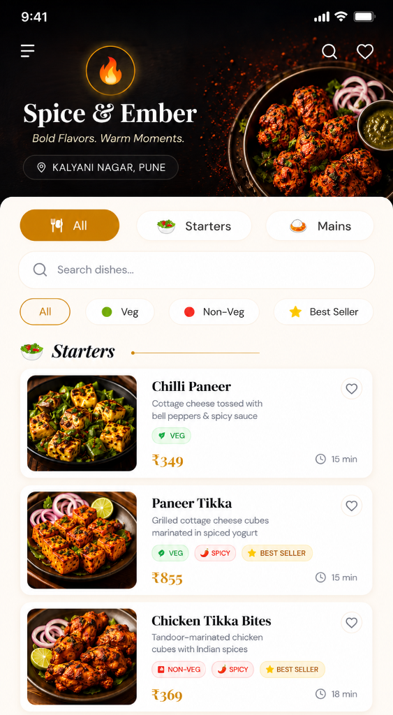 Customer Menu View